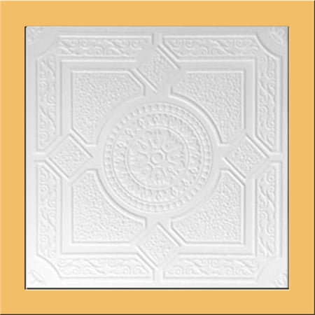White Styrofoam Ceiling Tile Lima (Package of 8 Tiles ...