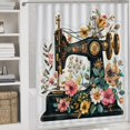 thumbnail image 5 of 4 Piece Bathroom Shower Curtain Sets Floral Vintage Sewing Machine Non-Slip Rugs And Toilet Mat Lid Rug Accessories Sewing Lovers Gift Bathroom Shower Curtains Sets for Bathtub Decor 72inch X 72inch, 5 of 8