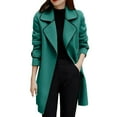 thumbnail image 2 of frariair ​Faux Wool Longline Jacket Featuring Belted Waist Perfect For Professional To Casual Style Shifts​ Green, 2 of 6