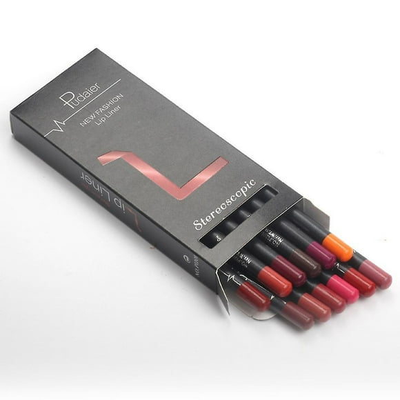 Set de lápices delineadores de labios HUOGUO, 12 colores, impermeable, profesional