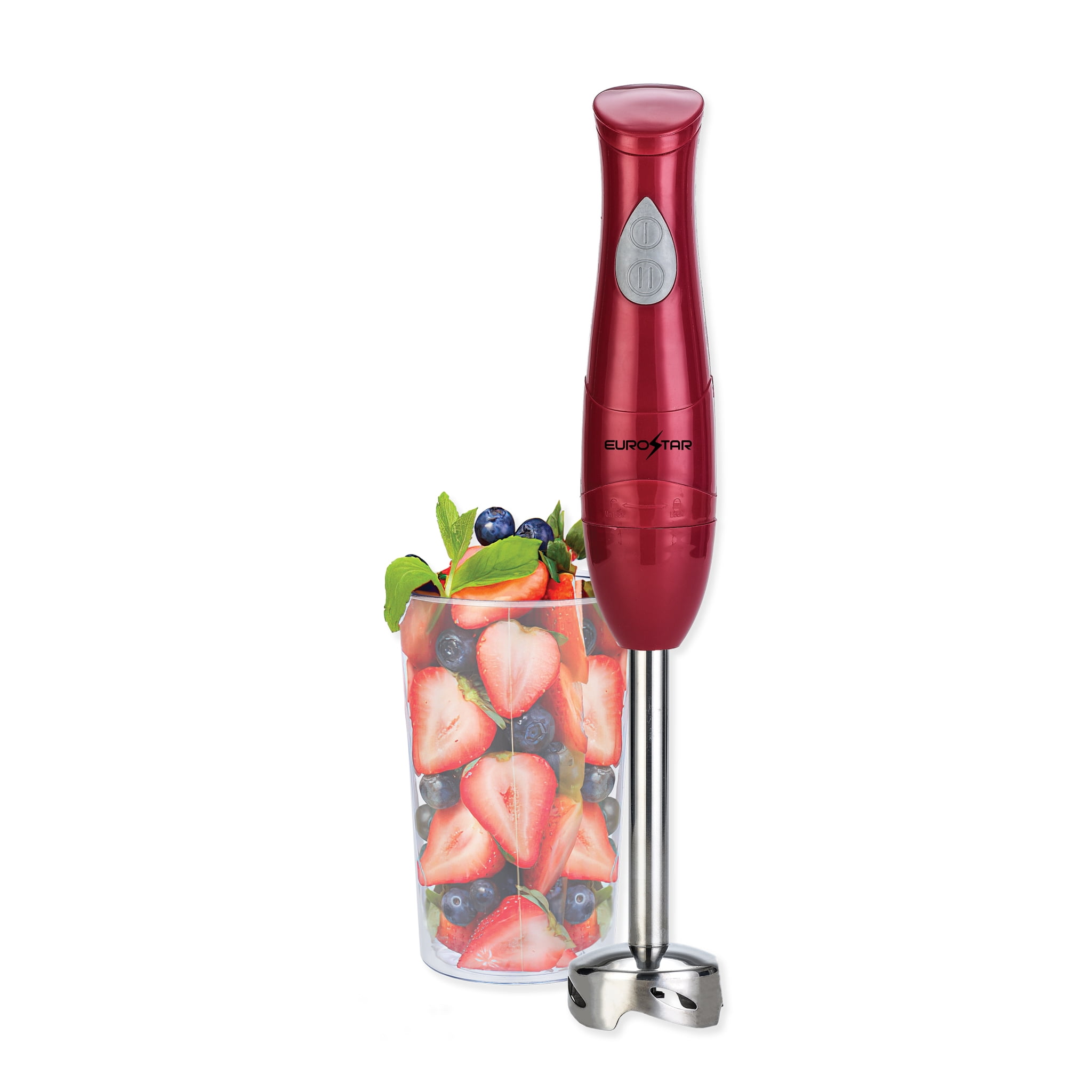 EUROSTAR EH441R 2-Speed Hand Blender with Stainless Steel Detachable Shaft, Red