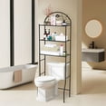 thumbnail image 3 of Over Toilet Storage Rack, 3 Tier Freestanding Metal Bathroom Organizer Shelf, Compact Towel and Toilet Paper Storage, Easy Assembly for Small Spaces, Black, 3 of 8
