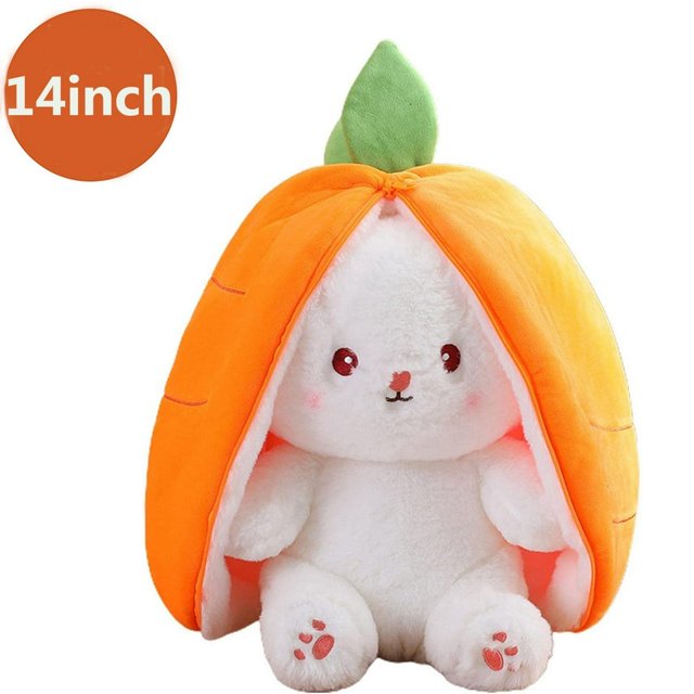 Strawberry Bunny Stuffed Easter Bunny Reversible Rabbit Ears Plush Stuffed Hide Seek Bunny Toy 7inch