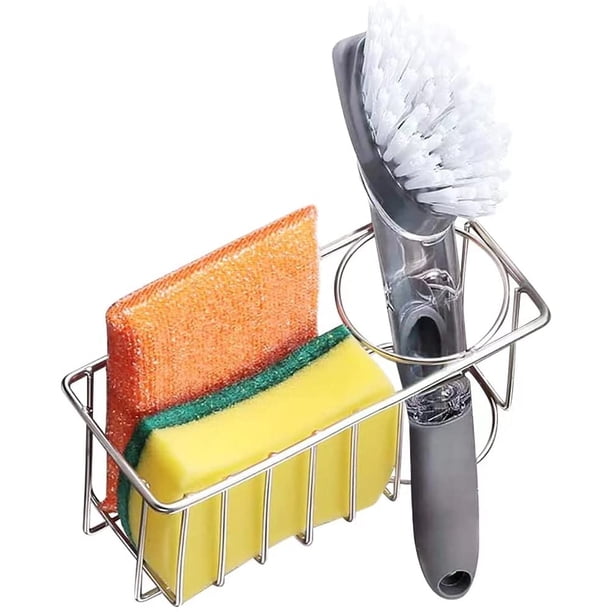 Soporte para esponja y organizador para fregadero - Soporte para escobillas de cocina 2 en 1 - Sin taladrar con adhesivos - Utensilios de cocina resistentes e impermeables Namotu DCF265