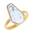 thumbnail image 3 of Howlite Ring 14k Yellow Gold Howlite Gemstone Solitaire Wedding Gift Ring, 3 of 4