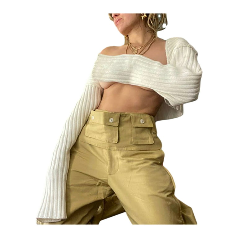 Trendy Plus Size Outfit: Crochet Bolero, Tube Top, Cargo Pants