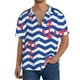 thumbnail image 1 of Balery Nautical Anchors Camisa Casual de Manga Corta con Botones para Hombre, Texturizada, Estilo Cubano, para Playa, Verano-3X-Large, 1 of 5