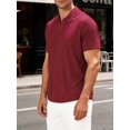 thumbnail image 6 of Mens Casual Shirt Summer Short Sleeve Vacation Button Beach Knit Stretchy Golf Shirts Wine Red XXL, 6 of 7