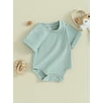 thumbnail image 4 of Musuos Baby Girls Boys Summer Romper 3 6 12 18M Infant Short Sleeve Crewneck Solid Color Casual Jumpsuit, 4 of 10