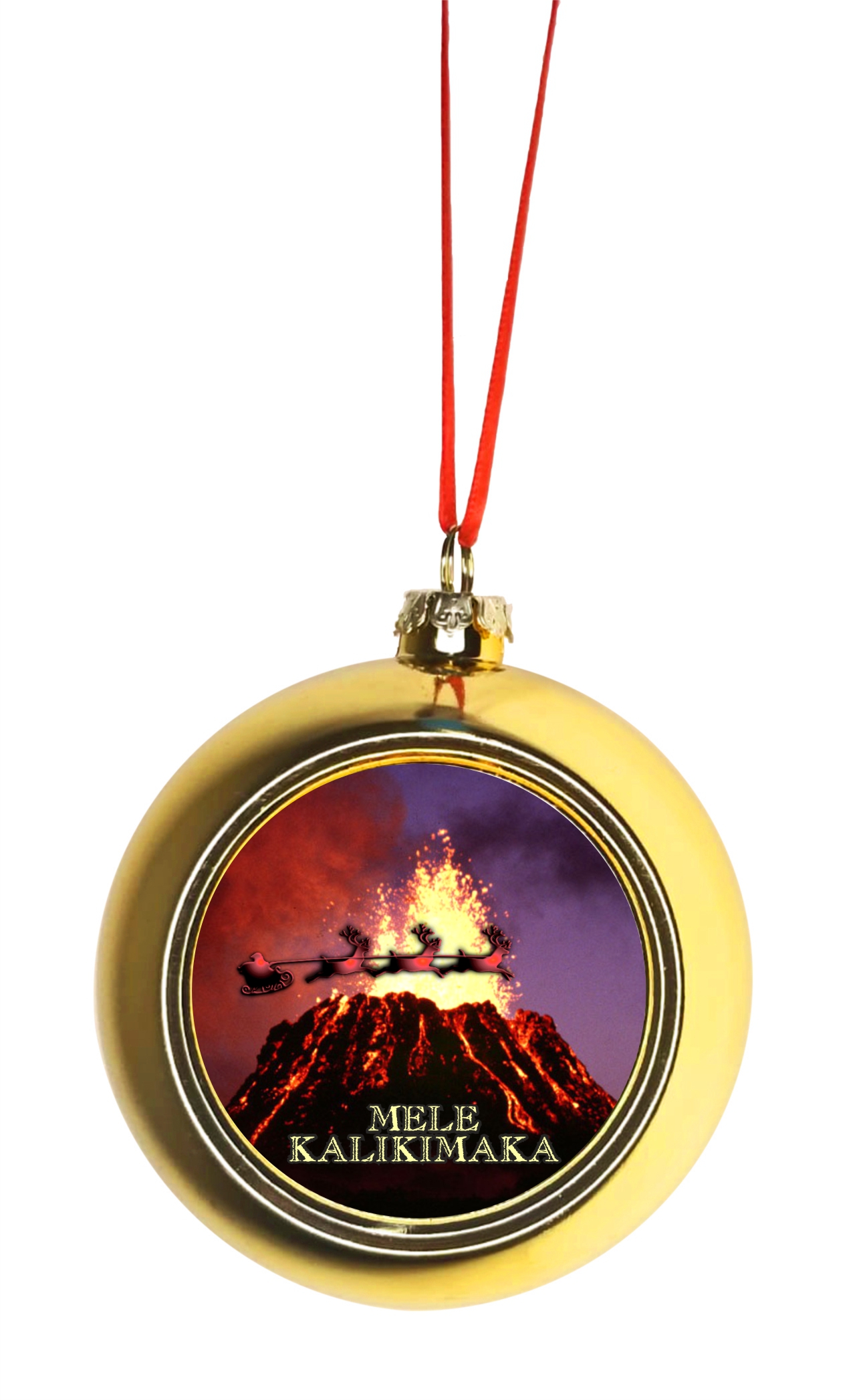 Santa Klaus and Sleigh Riding Over Pu?u ???? Volcano Hawaii USA Mele