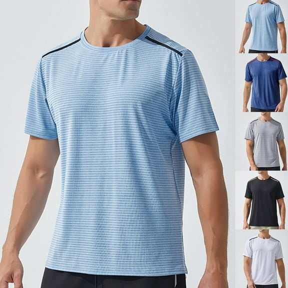 YHAJDS Men Tops Summer Casual T-shirt,T-shirt for Men Short Sleeve Crew Neck Loose Fitness Running Breathable Sweat Wicking Casual Sports Tops