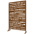 thumbnail image 5 of Tcbosik 76"H x 48"W Metal Privacy Screen Outdoor, Freestanding Decorative Portable Divider Privacy Fence for Balcony Garden Lawn Deck, Brown, 5 of 8