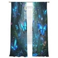 thumbnail image 2 of Sheer Curtains 96 Inches Long 2 Panels, Abstract Forest Butterfly Rod Pocket Curtain Voile Draperies, Cartoon Style Animal Plant Light Filtering Window Treatment for Living Room Kitchen Bedroom, 2 of 8