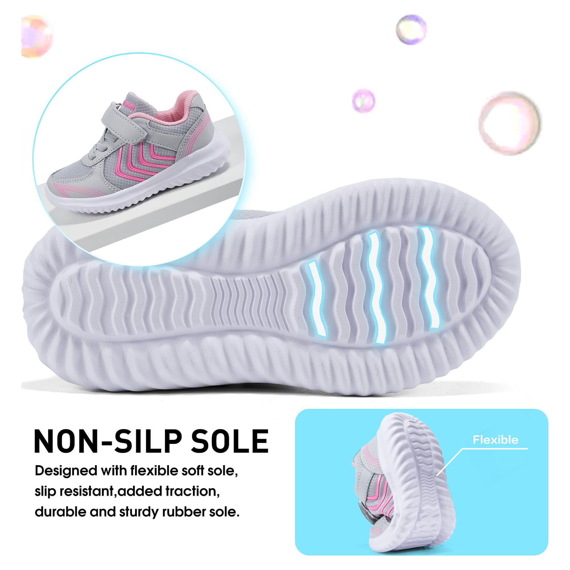 Ecetana Toddler Boys Girls Sneakers Kids Lightweight Breathable Tennis Walking Shoes
