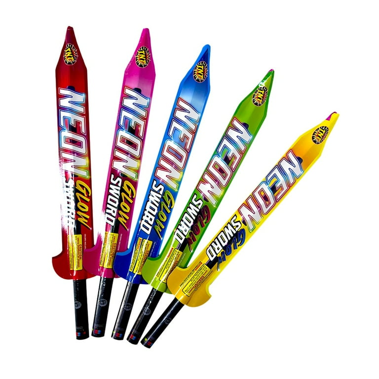 2 pack) Neon Sword, TNT Fireworks, Hand Held Colored Sparkler