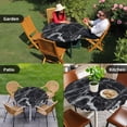 thumbnail image 4 of Black Marble Round Tablecloth for 36-44 Inch Tables,Fitted Table Cover with Elastic Edge,Vintage Minimalism White Abstract Texture Waterproof Outdoor Table Cloth Protector for Patio Garden Dinner, 4 of 9