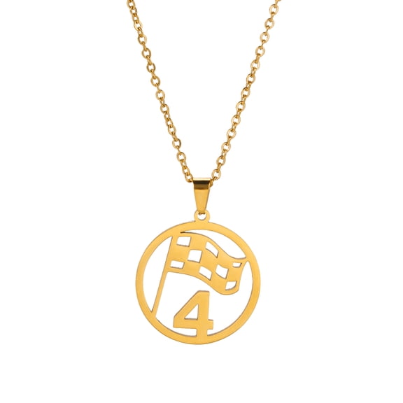 TEAMER Stainless Steel Flag Pendant Necklaces Figure 4 Long Necklaces For Women Men Trendy Chian Jewelry Gift