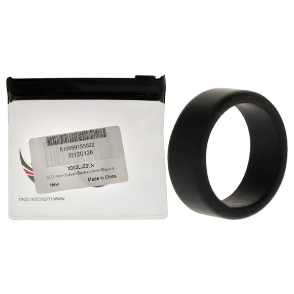 Anillo de boda de silicona de 2 capas biselado de 8 mm - Negro de ROQ para hombres - Anillo de 8 mm