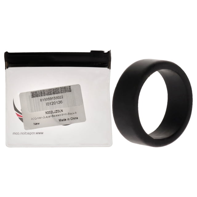 Anillo de boda de silicona de 2 capas biselado de 8 mm - Negro de ROQ para hombres - Anillo de 8 mm