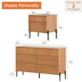 thumbnail image 3 of 2 Pcs Bedroom Set, 6 Drawer Dresser And Nightstand Set with Minimalist Reeded Design, Oak Double Dresser With Hidden Handles, 3 of 9