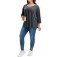 thumbnail image 4 of Agnes Orinda Women's Plus Size Tops Long Sleeve Crochet Panel Hollow Out Pleated Casual Tunics Blouse 2X Dark Grey, 4 of 7