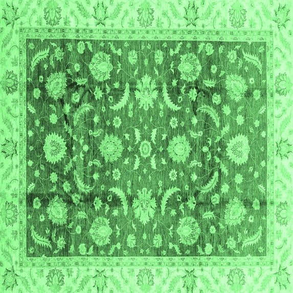 Ahgly Company Indoor Square Oriental Emerald Green Traditional Area Rugs, 7' Square