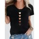 thumbnail image 1 of Women's Chic Black T-Shirt with Yellow Gradient Heart Design - Casual Round Neck, Short Sleeve, Stretchy Polyester Blend, Machine Washable, 1 of 4