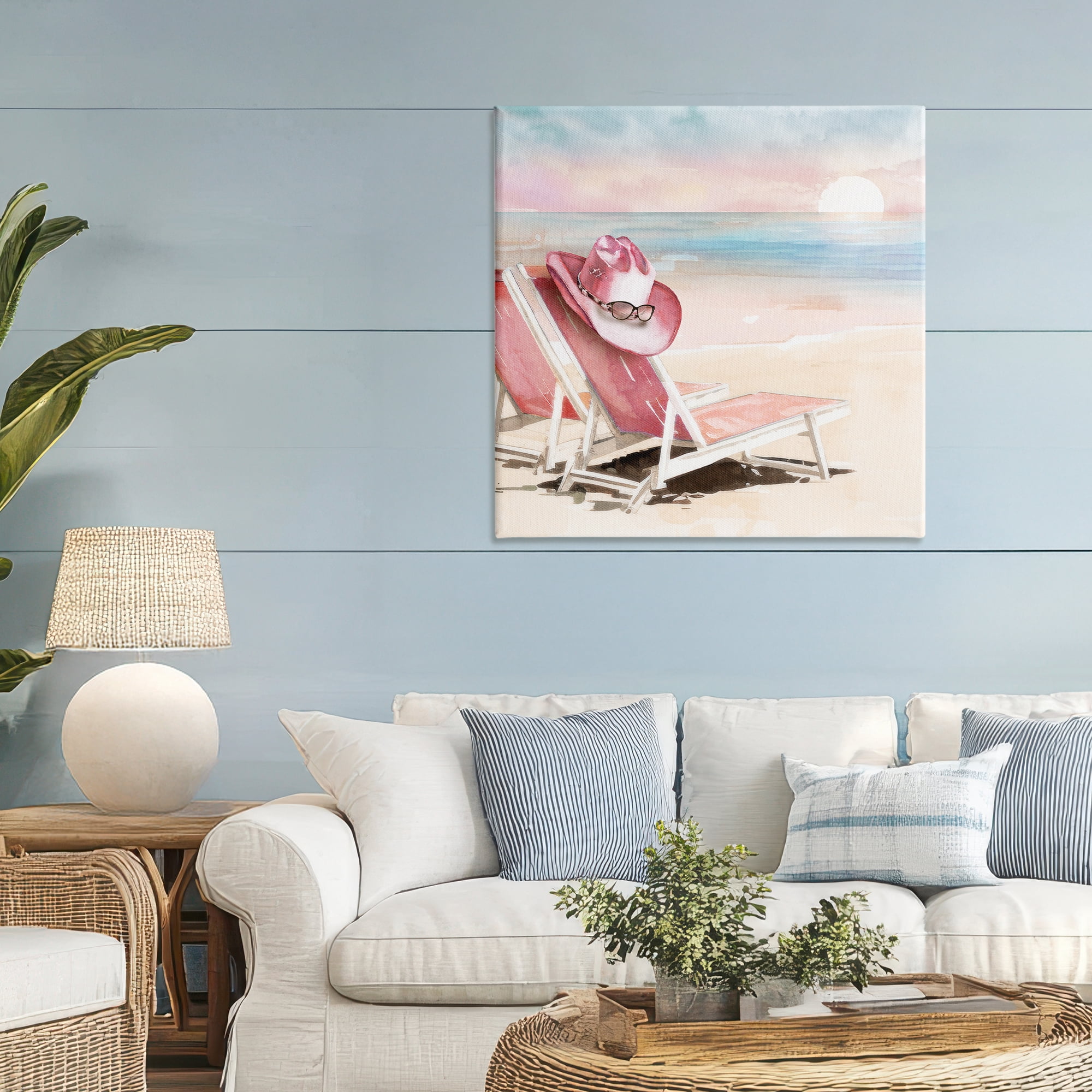 Stupell Industries Blush Pink Beach Chairs Canvas Wall Art, design by Paul Mathenia