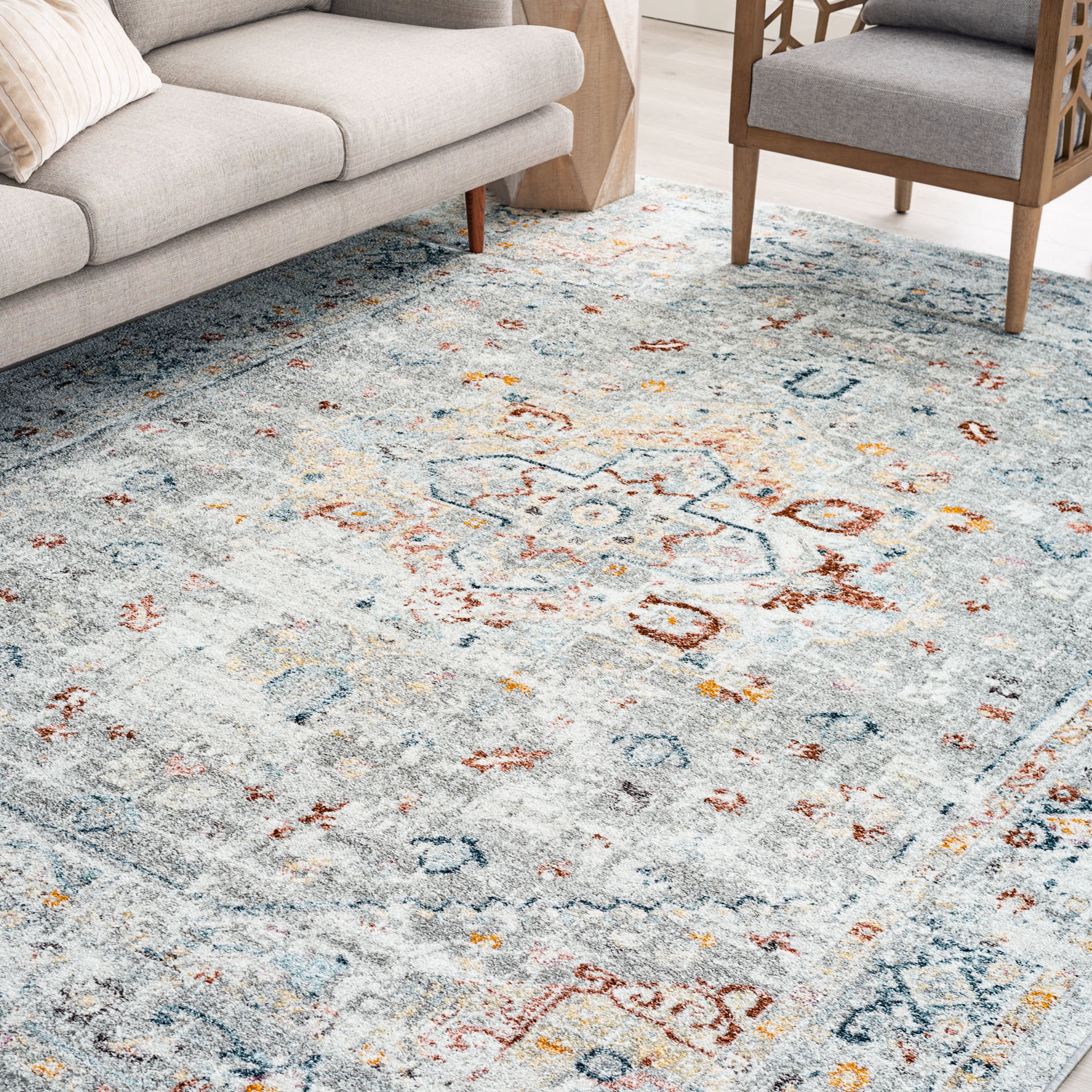 11x15 Traditional Silver Large Area Rugs for Living Room | Bedroom Rug | Dining Room Rug | Indoor Entry or Entryway Rug | Kitchen Rug | Alfombras para Salas 10'6'' x 14'6''