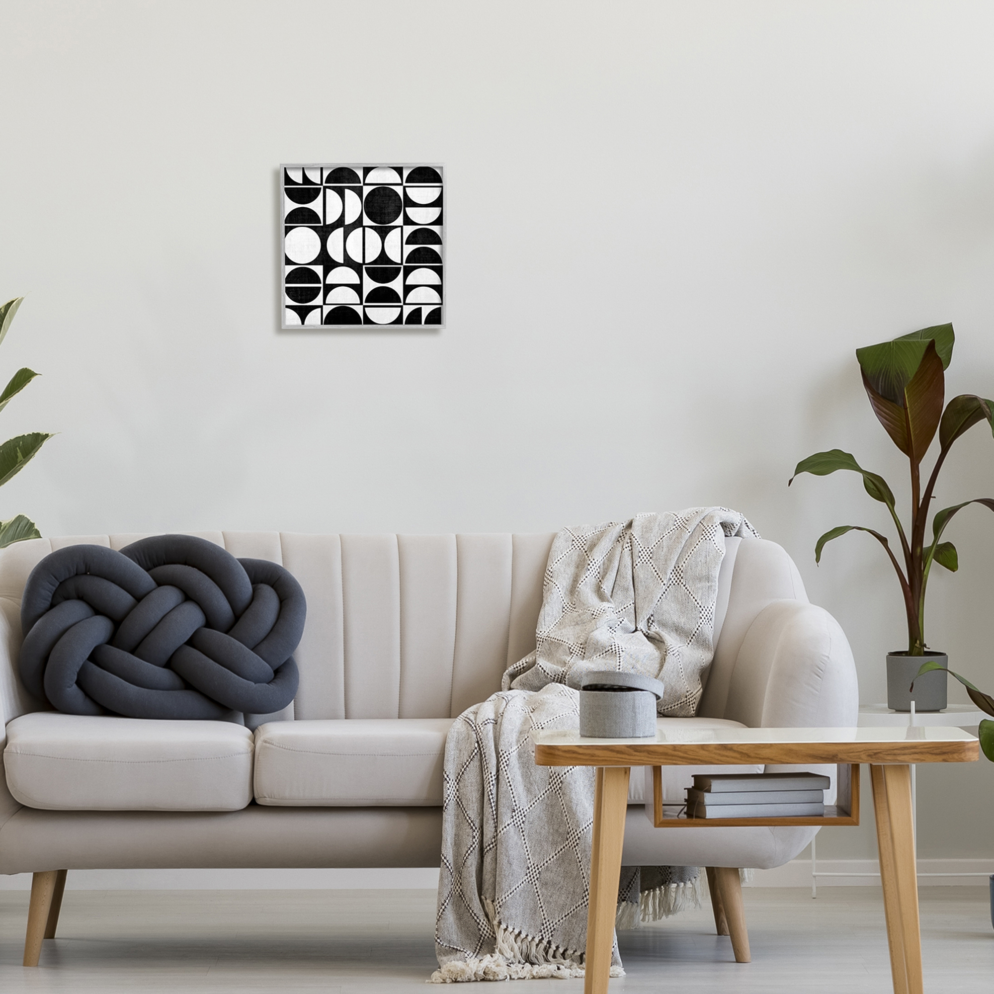 Stupell Industries Black & White Arch Pattern Abstract Painting Gray Framed Art Print Wall Art, 12 x 12