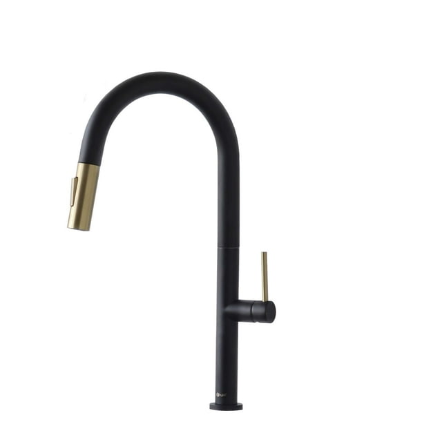Stylish Catania Single Handle Matte Black with Gold Pull Down Kitchen Faucet K-141NG