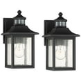thumbnail image 2 of John Timberland Moray Bay Mission Outdoor Wall Light Fixtures Set of 2 Black Dusk to Dawn Motion Sensor 11 1/2" Seedy Glass for Exterior, 2 of 9