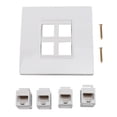 thumbnail image 2 of Placa de Pared de Internet, 4 Puertos Cat 6 Ethernet Placa de Pared Ethernet Material ABS Resistente A ABS Evite El Desorden del Desorden para Cat6a para Cat5, 2 of 7