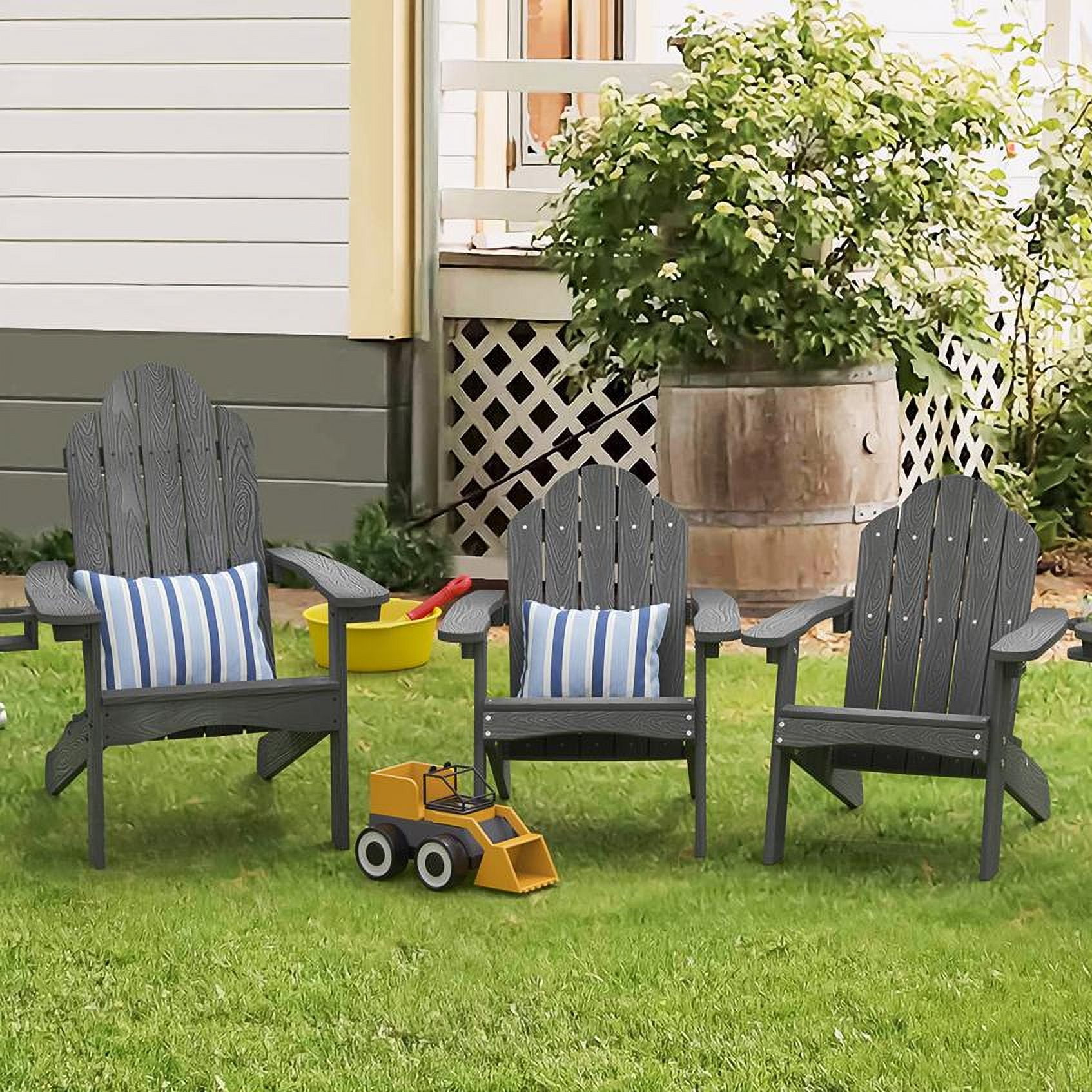 Dycanpo 15.6'' Kids Adirondack Chair, Toddler Outdoor Patio Chair for Backyard, HDPS - Gray