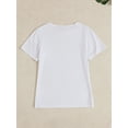 thumbnail image 2 of T-Shirt Femme Saint-Valentin 1 Pce, Col Rond Décontracté, Haut en Polyester avec Imprimé Floral, Manches Courtes, Coupe Régulière, pour Printemps/été Fête des Pères, Fête des Mères, Nouvel An, Festival du Printemps, Saint-Valentin, 2 of 7
