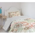 thumbnail image 4 of Ambesonne Floral Quilted Bedspread Set 2 Pcs, Romantic Wildflowers, Twin Size, Pale Green Brown Peach, 4 of 6