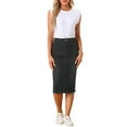 thumbnail image 3 of INSPIRE CHIC Women's Denim Skirts High Waist Zipped Split Back Midi Jean Skirts with Pockets XL Black, 3 of 7
