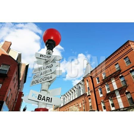Sign Depicting Direction of Different Italian Cities in the Little Italy Section of the North End O Print Wall Art By