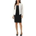 thumbnail image 2 of INSPIRE CHIC Women's Work Office Blazer Notch Collar Long Sleeve Business Casual Open Front Blazer L White, 2 of 6