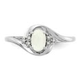 thumbnail image 5 of 14K White Gold Ring Band with Stones (10) October Opal Oval Phenomena Diamond Round, Size 7, 5 of 5