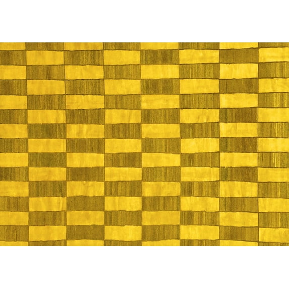 Ahgly Company Machine Washable Indoor Rectangle Abstract Yellow Modern Area Rugs, 5' x 8'