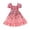 Pink, variant on REDARER Girls' Rose Print Smocked Dress with Puff Sleeves & Ruffle Hem Summer Vacation Outfit,2-3 Years