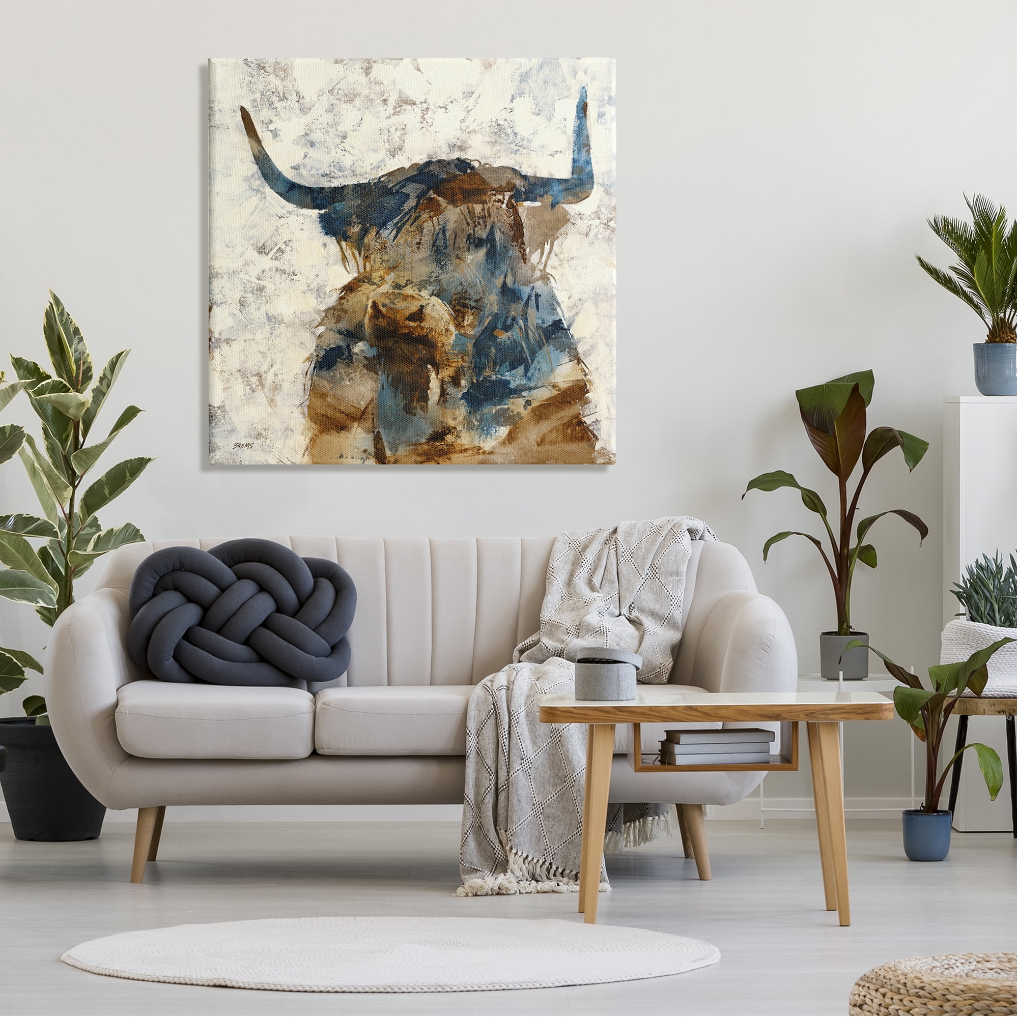 Stupell Industries Abstract Cattle Horns Collaged Silhouette Blocked Shapes Painting Gallery Wrapped Canvas Print Wall Art, Design by Scott Brems