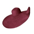 thumbnail image 1 of harmtty Women Hat 25cm Super Wide Brim Sun Protection Summer Solid Color All Match Beach Hat Fashion Accessories,Jujube Red, 1 of 8