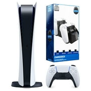 Sony Playstation 5 Digital Version Console with Dual Charging Dock Station Bundle