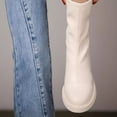 thumbnail image 4 of Short boots, women's French style, medium tube, small man, white  boots, thin velvet., 4 of 6