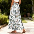 thumbnail image 5 of LWavelet Women Leaf Print Maxi Skirt Elastic Waist With Pockets Boho Long Skirt Mint Green S, 5 of 5