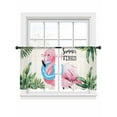 thumbnail image 6 of Summer Pink Flamingo Sheer Curtains for Living Room Bedroom Beach Tropical Palm Leaves Sheer Curtains 54 Inch Long 2 Panels Set Light Filtering Curtain Window Treatments Drapes for Dining Room, 6 of 6
