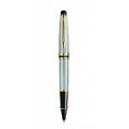 thumbnail image 1 of Waterman Expert Rollerball Pen, Stainless Steel with 23k Gold Trim, Fine Point with Black Ink Cartridge, Gift Box, 1 of 1