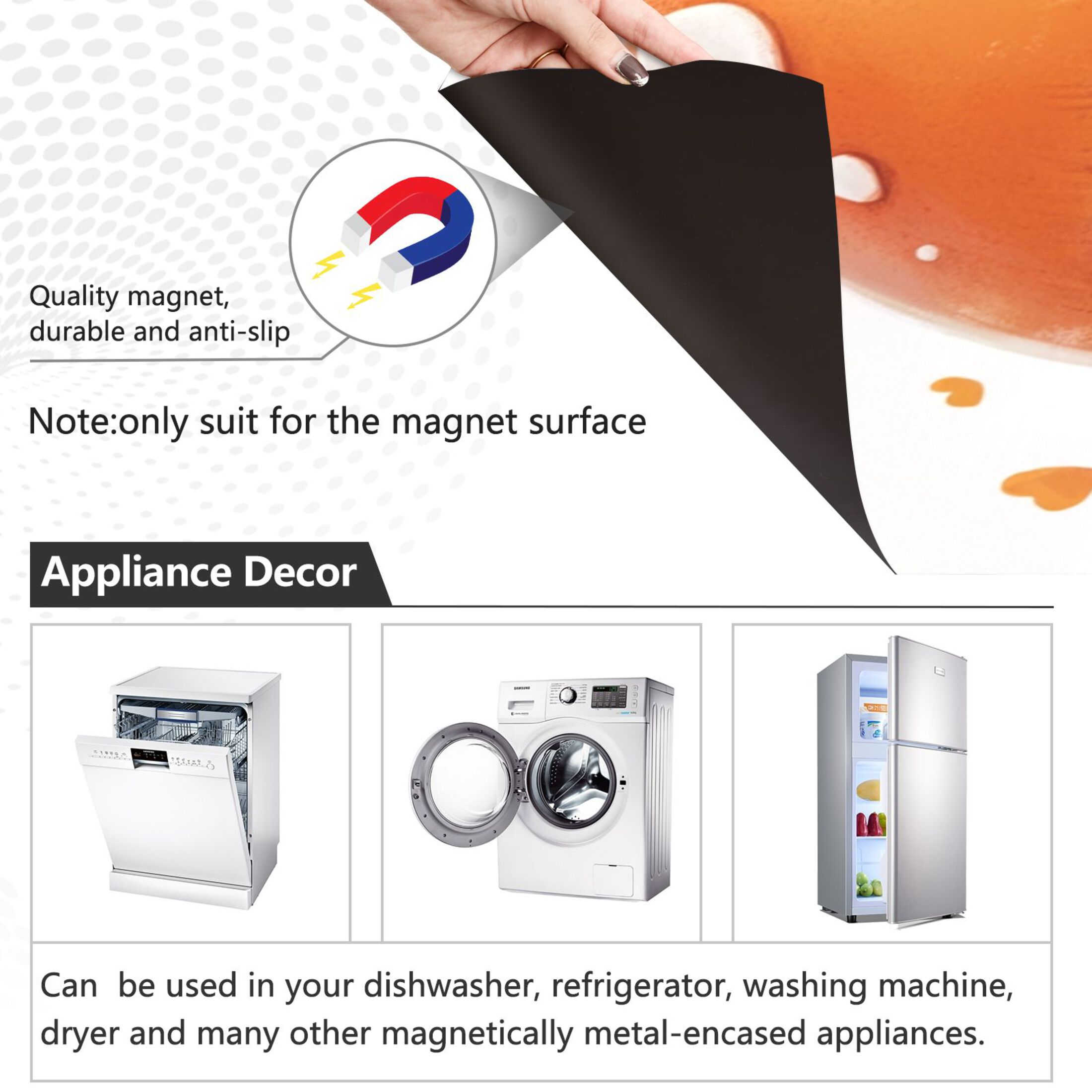 Dishwasher Magnetic Sticker 23x26 Inch Refrigerator Magnetic Sticker Washing Machine Magnetic Sticker Kitchen Panel Magnetic Sticker Home Decor Super Cute Orange Mushrooms
